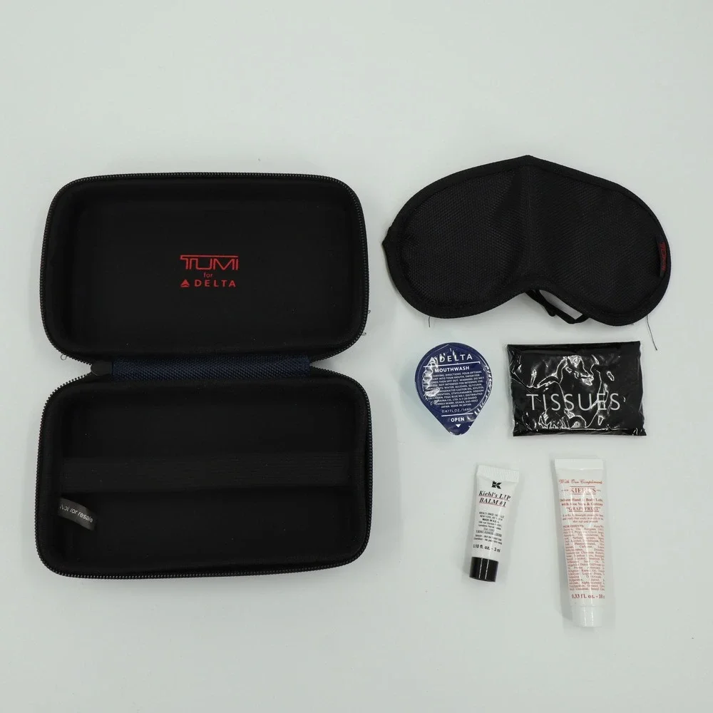 Tumi Delta Airlines Amenity Kit Navy Blue‎ Hardshell Case Kiehls Skincare Set